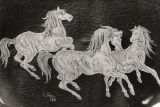Glasgravur: Araberpferde